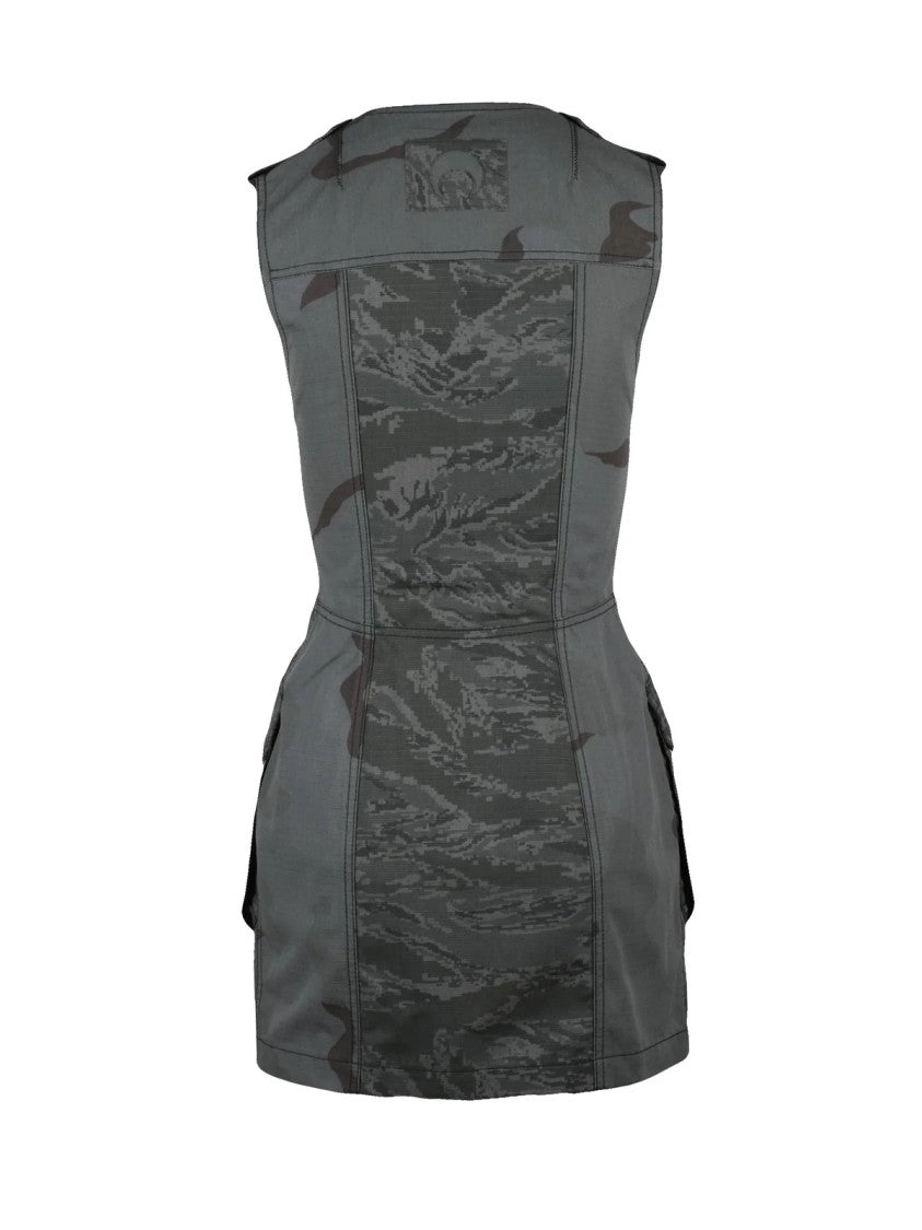Marine Serre Grey Polyester Cotton Viscose Women's Sheath Dress