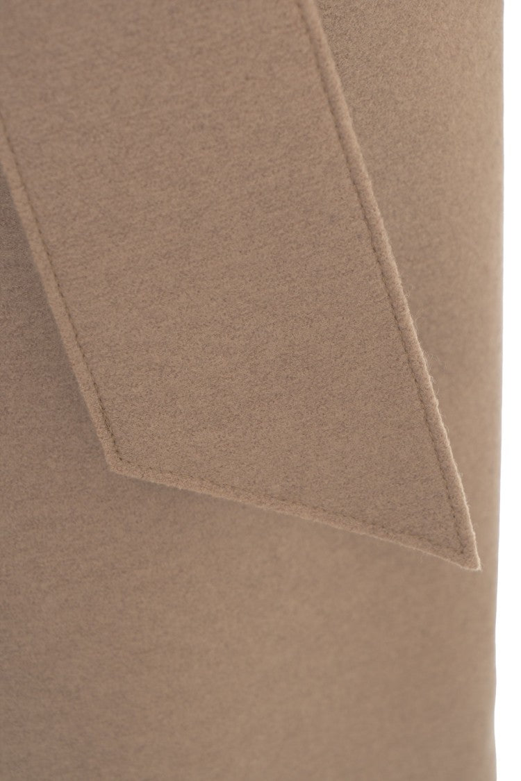 Harris Wharf London Mid-Length Brown Coat With Shawl Collar And Waist Belt