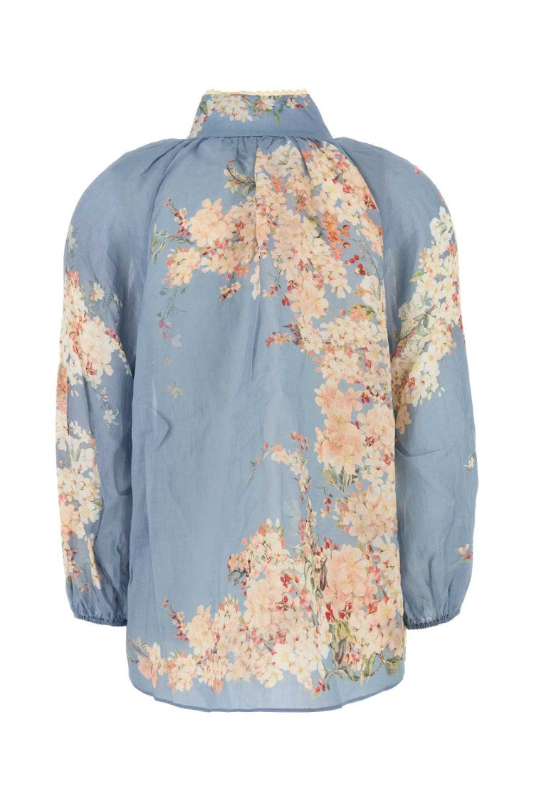Zimmermann Printed Ramie Cascadian Blouse
