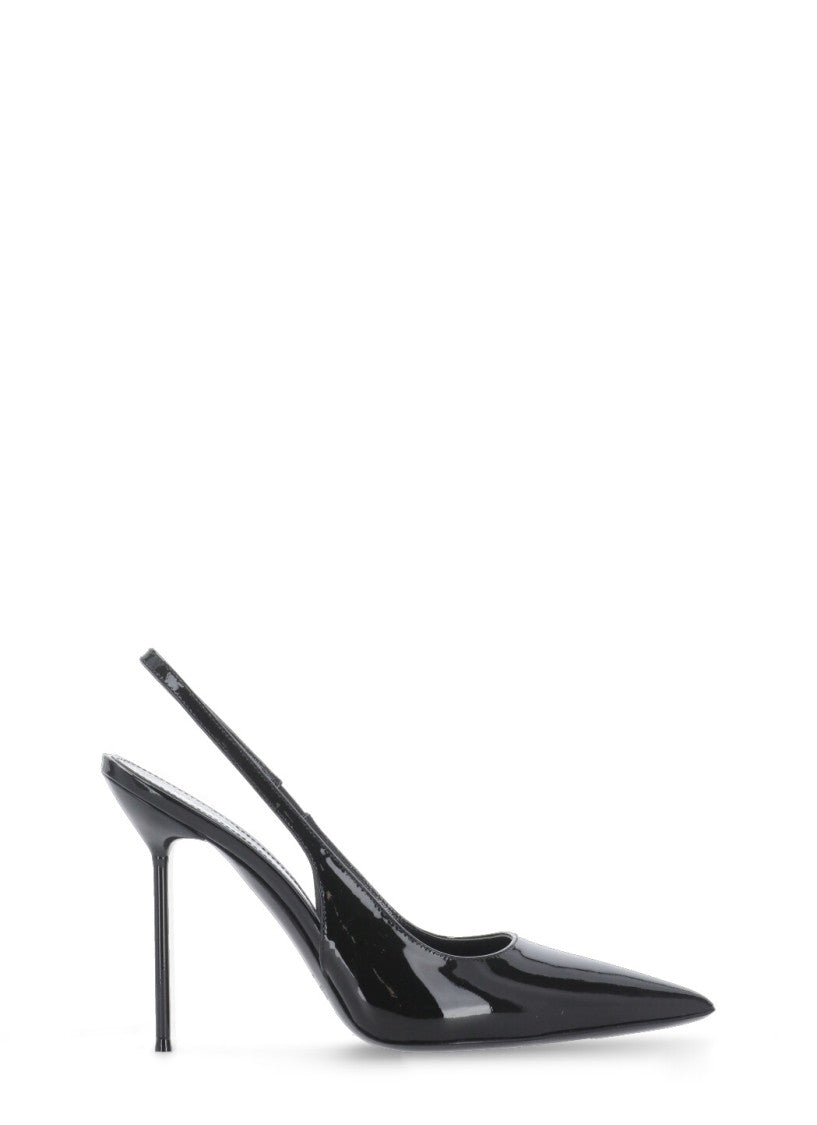Paris Texas Black Arrow Toe Patent Slingback