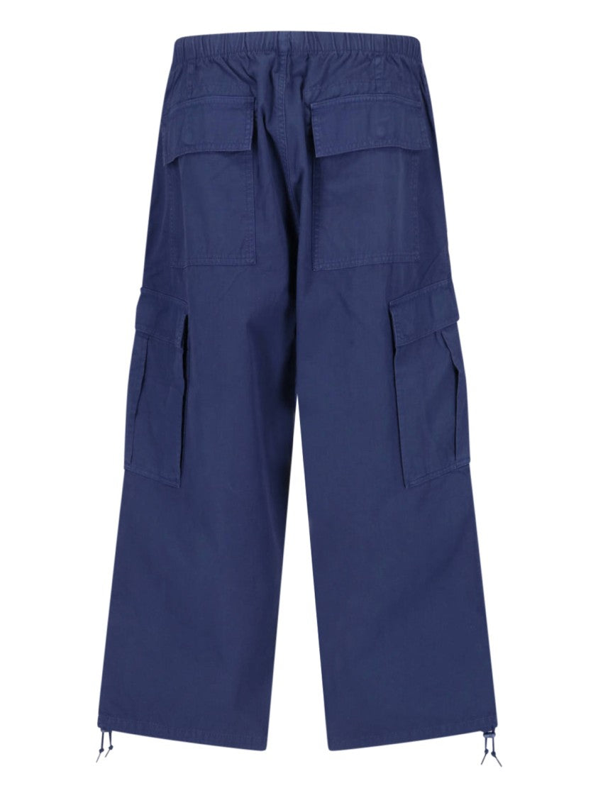 Polo Ralph Lauren Navy Blue Wide-Leg Cotton Cargo Trousers