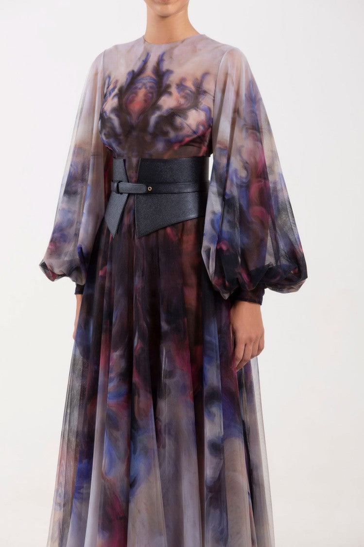 Saiid Kobeisy Chromatic Printed Tulle Dress