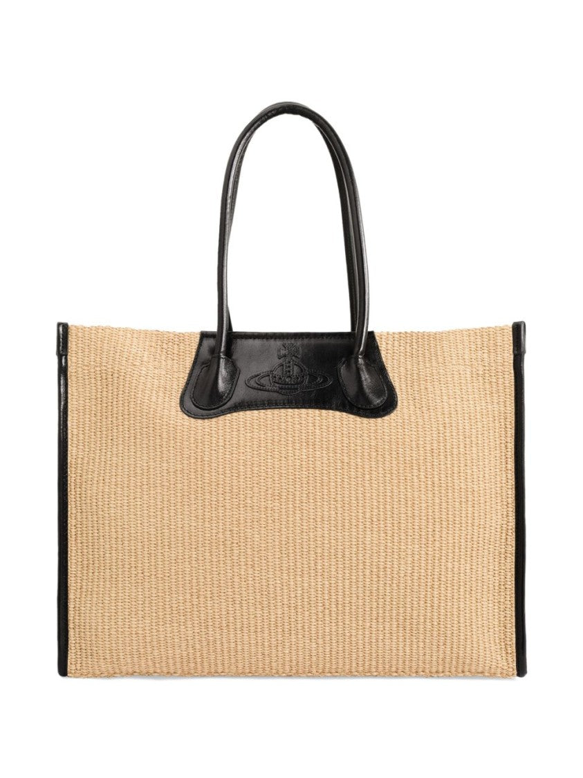 Vivienne Westwood Beige Minimalist Grained Leather Top Bag