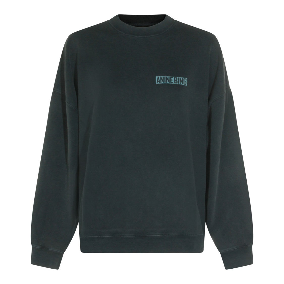 Anine Bing Classic Black Cotton Sweatshirt With Graphic Back And Logo Detail
