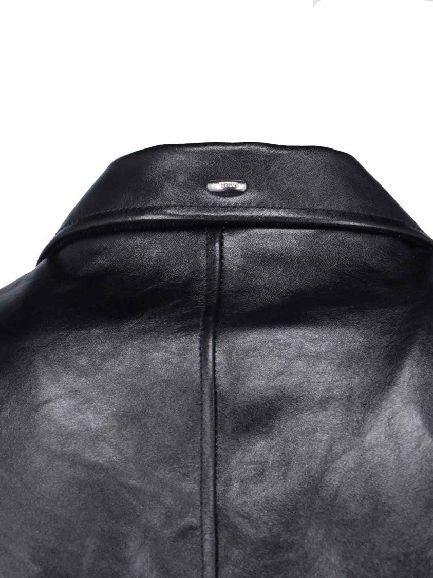 Our Legacy Tailored Leather Jacket With Classic Collar And Front Zip Closure