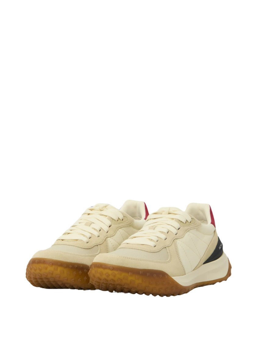 Moncler Cream Upper Low-Top Sneakers With Red Heel Tab