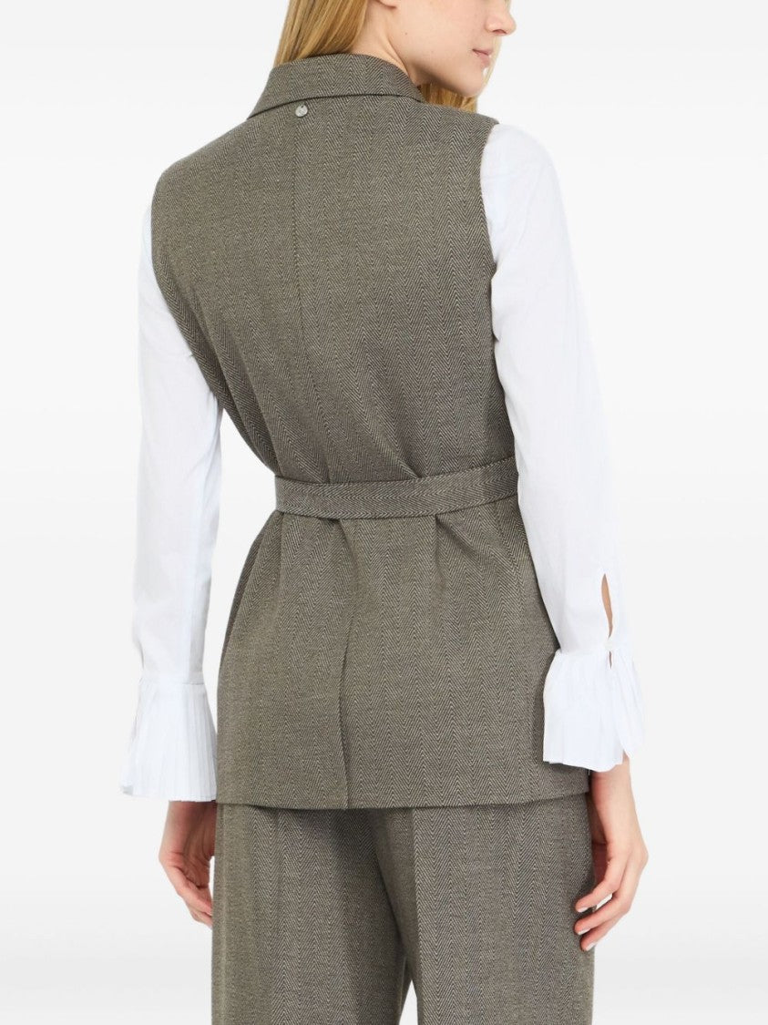 Liu Jo Sleeveless Tailored Jacket With Belted Waist