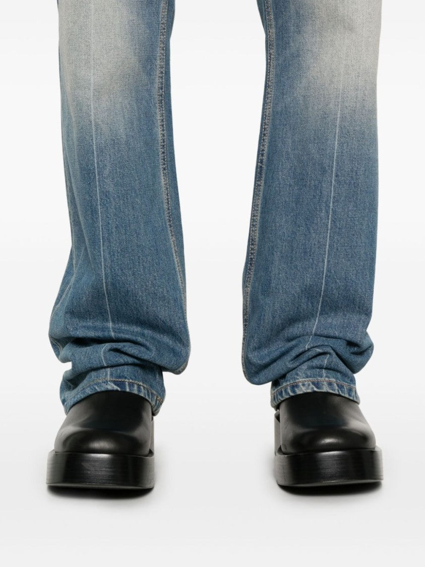 Alexander Mcqueen Powder Blue Straight-Leg Jeans With Classic Five-Pocket Design