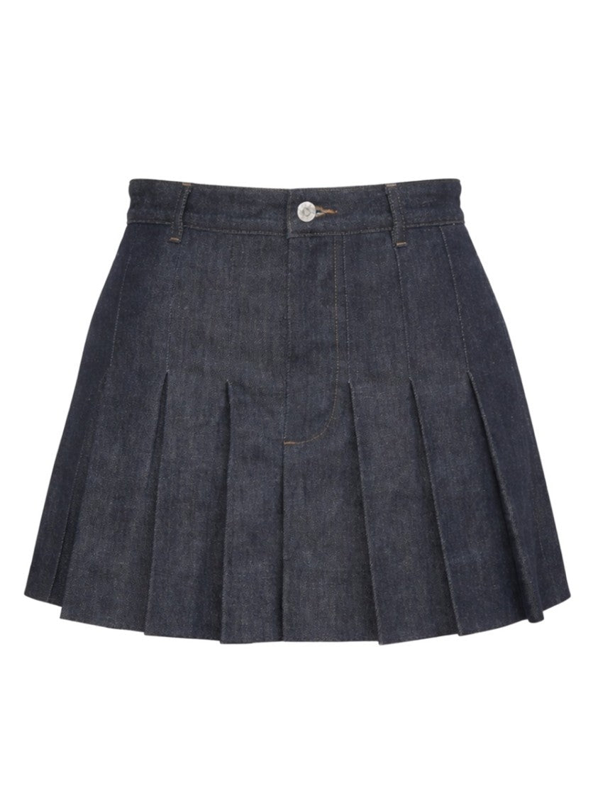 A.P.C. Deep Indigo Front Pleated Miniskirt