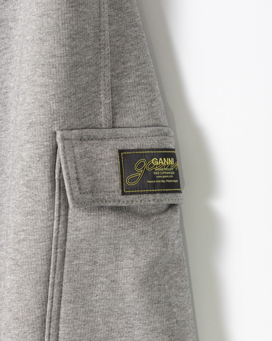 Ganni Curved Gray Heavy Terry Trousers