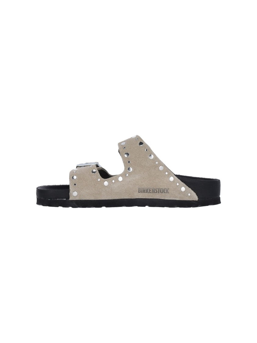 Birkenstock "Arizona Rivet" Studded Sandals – Taupe