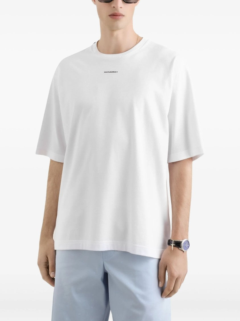 Dolce & Gabbana White Relaxed Fit Cotton Logo T-Shirt