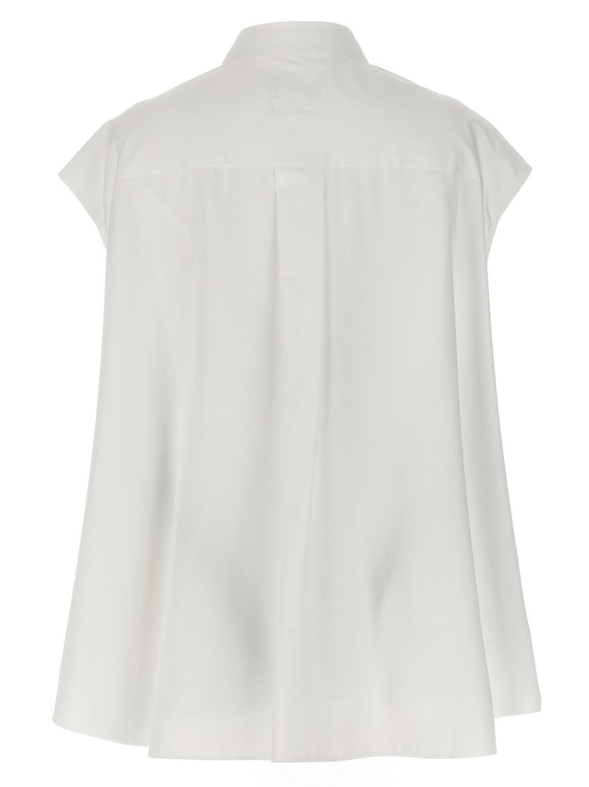 Sacai Sleeveless Shirt With Overlapping Detail And Contrast Embroidery