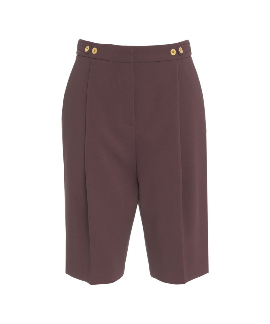 Elisabetta Franchi Burgundy Tailored Bermuda Shorts