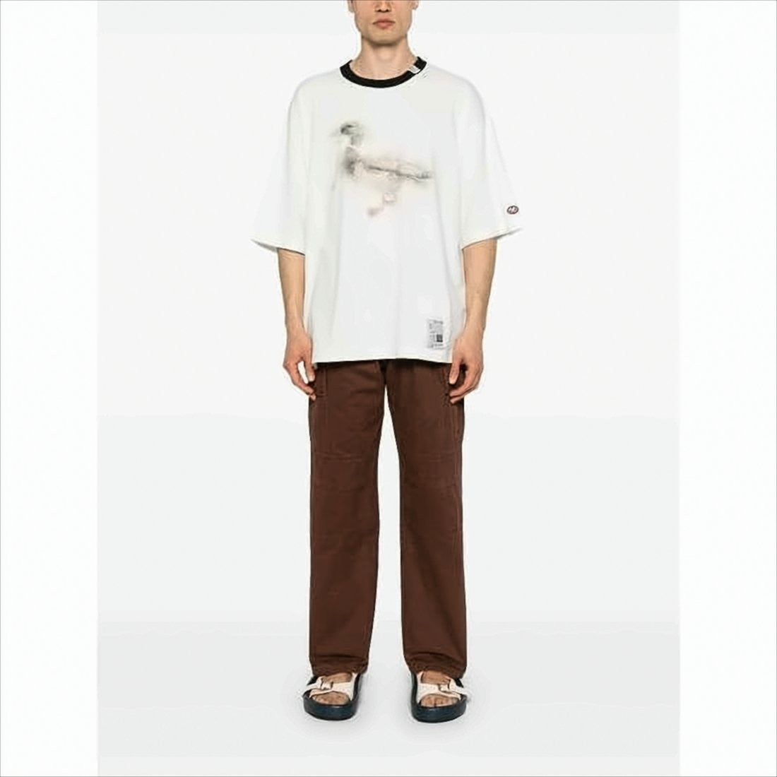 Maison Mihara Yasuhiro Relaxed Fit White T-Shirt With Blurred Duck Graphic