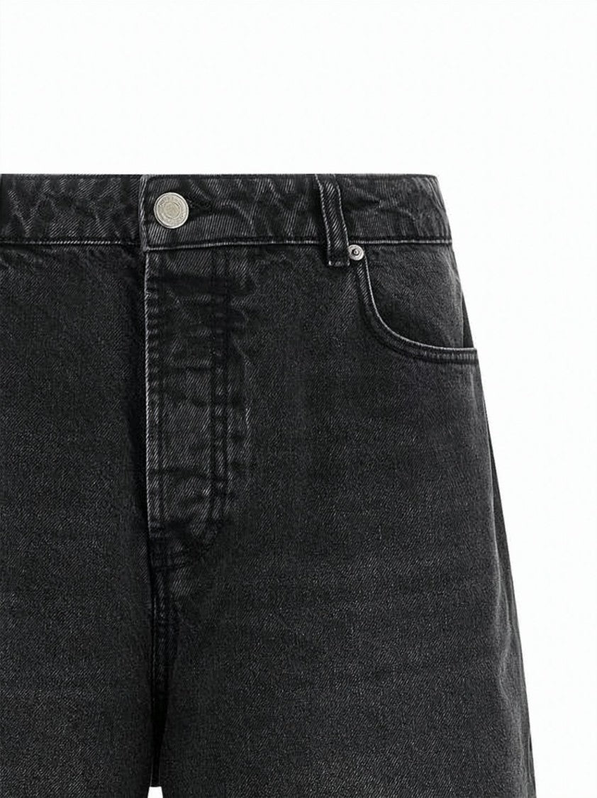 Ami Paris Straight-Cut Black Denim Shorts With Classic Five-Pocket Design