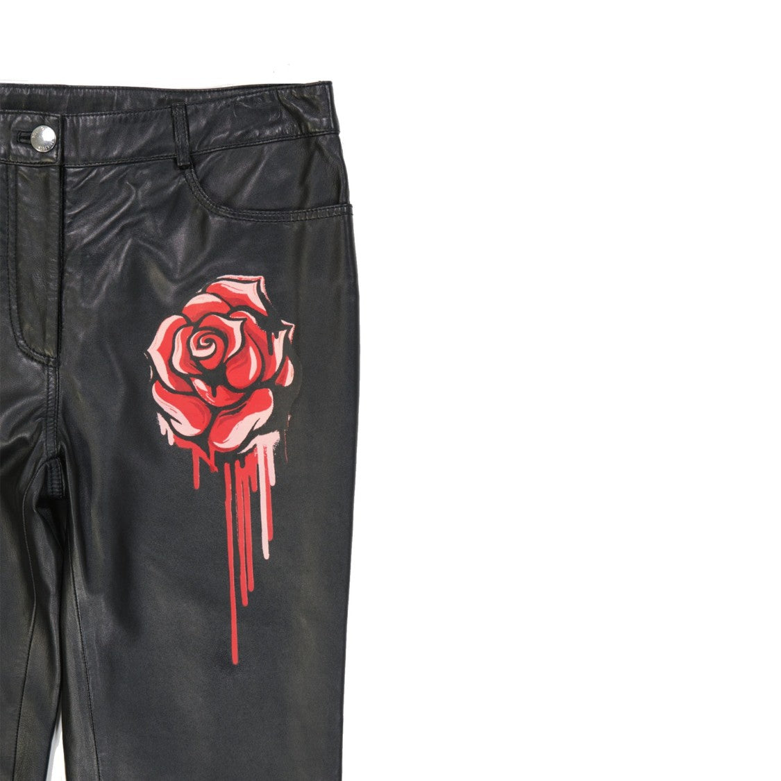 Moschino Sculpted Black Leather Pants