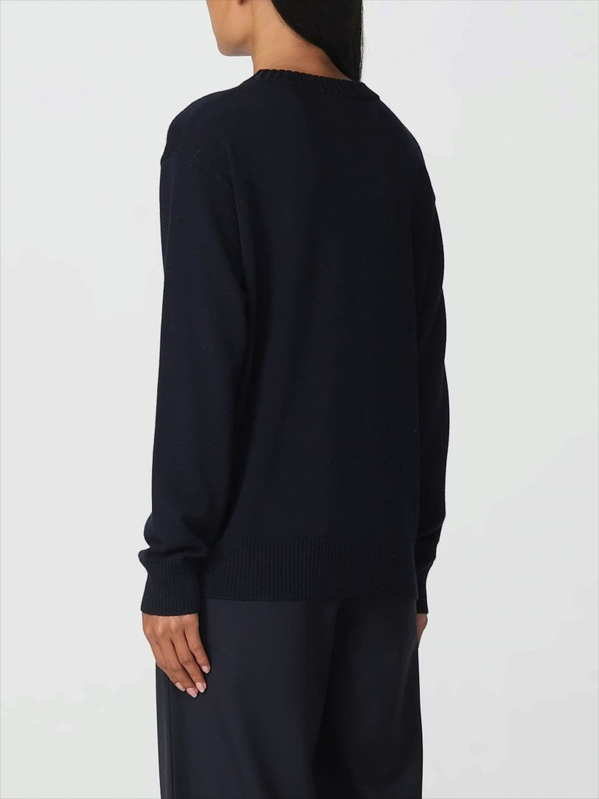 Max Mara Textured Anchor Motif Wool Sweater