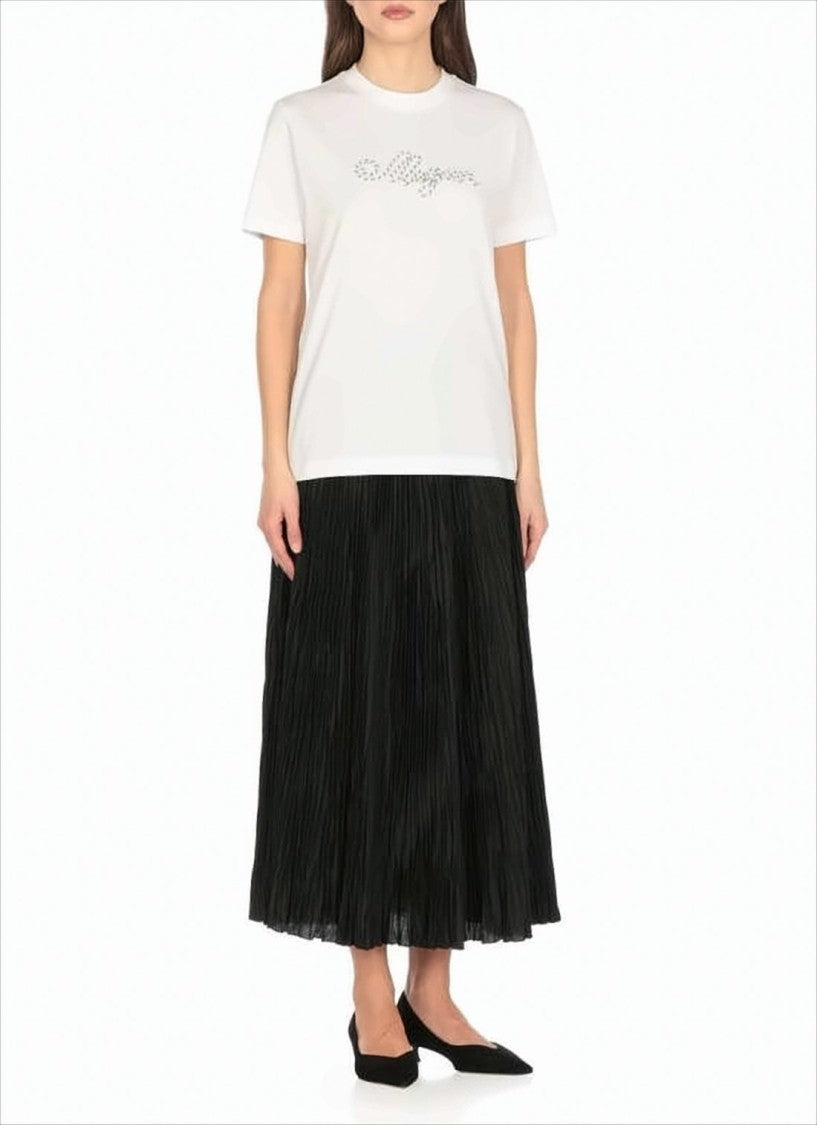 Msgm Relaxed-Fit White Cotton T-Shirt With Embroidered Logo