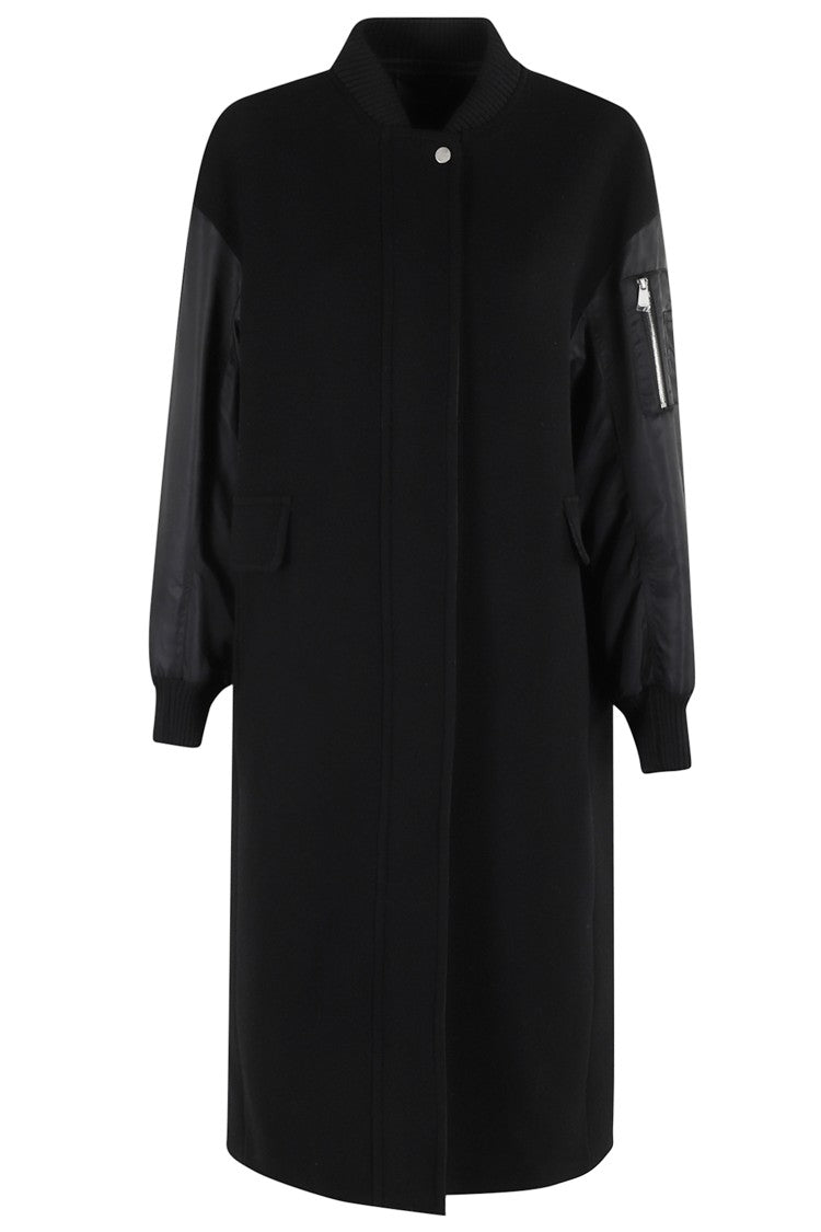 Pinko Contemporary Black Coat With Korean Collar
