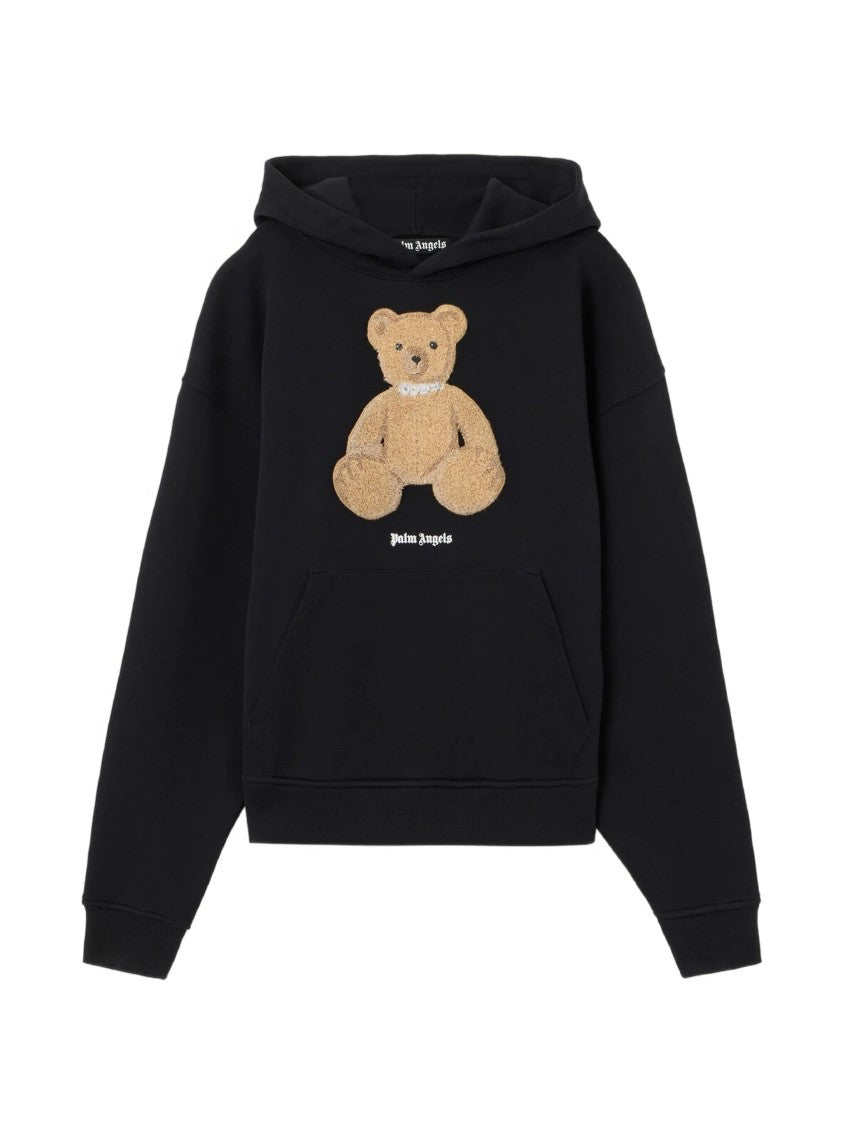Palm Angels Black Bear Regular Graphic Cotton Hoodie