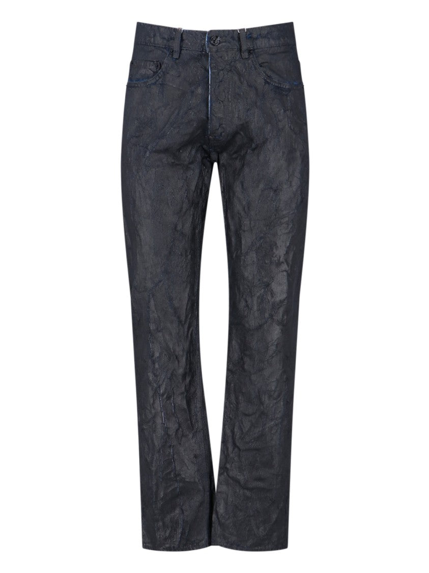 Mm6 By Maison Margiela Textured Black Denim Jeans With Classic Five-Pocket Design