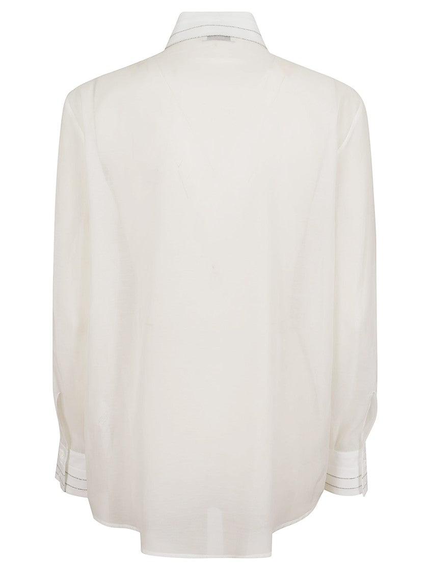 Peserico Paneled Silk And Cotton Organza Shirt