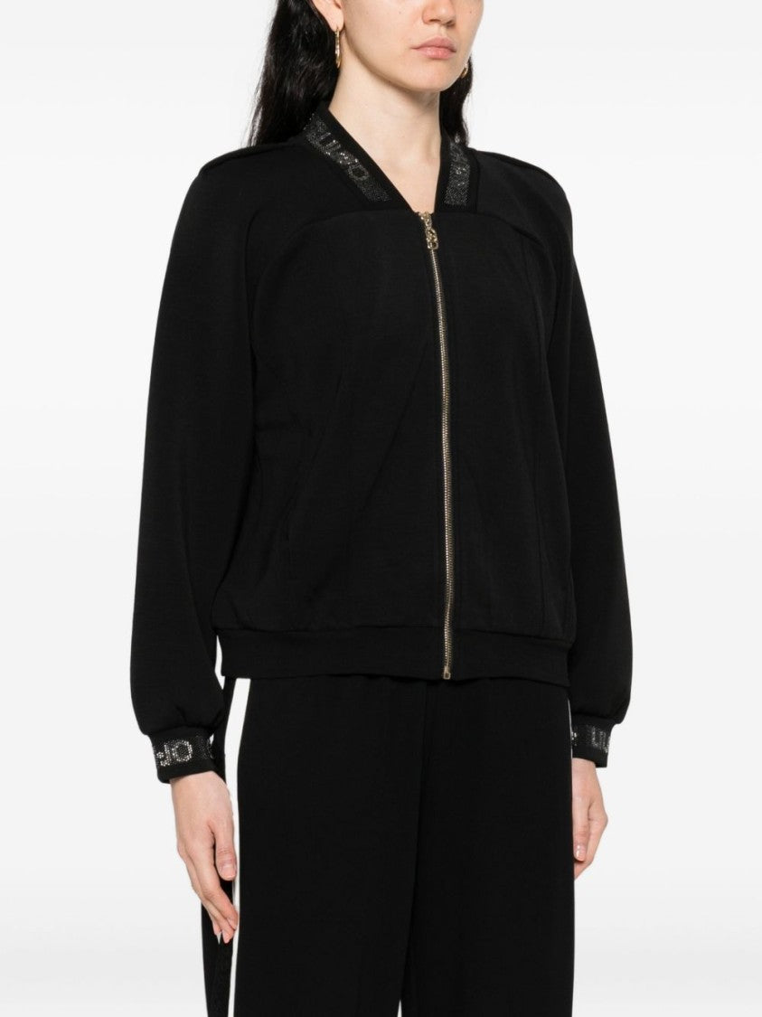 Liu Jo Relaxed Black Sweatshirt With Front Zipper