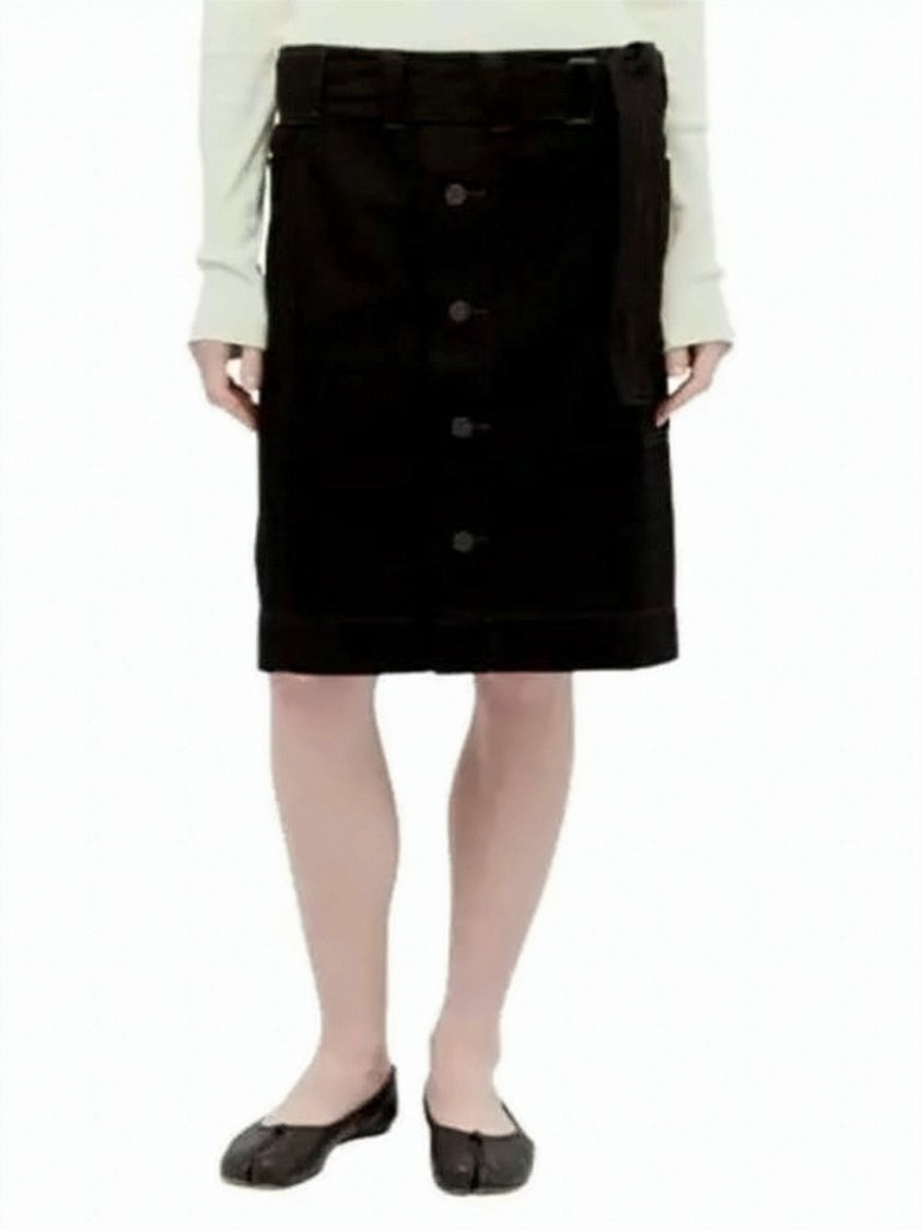 Lemaire Midi Skirt With Front Button Closure And Fabric Belt