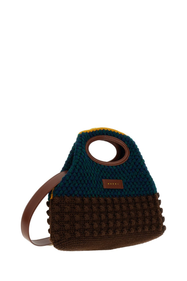 Marni Green Knotty Crochet Wool Knit Clutch