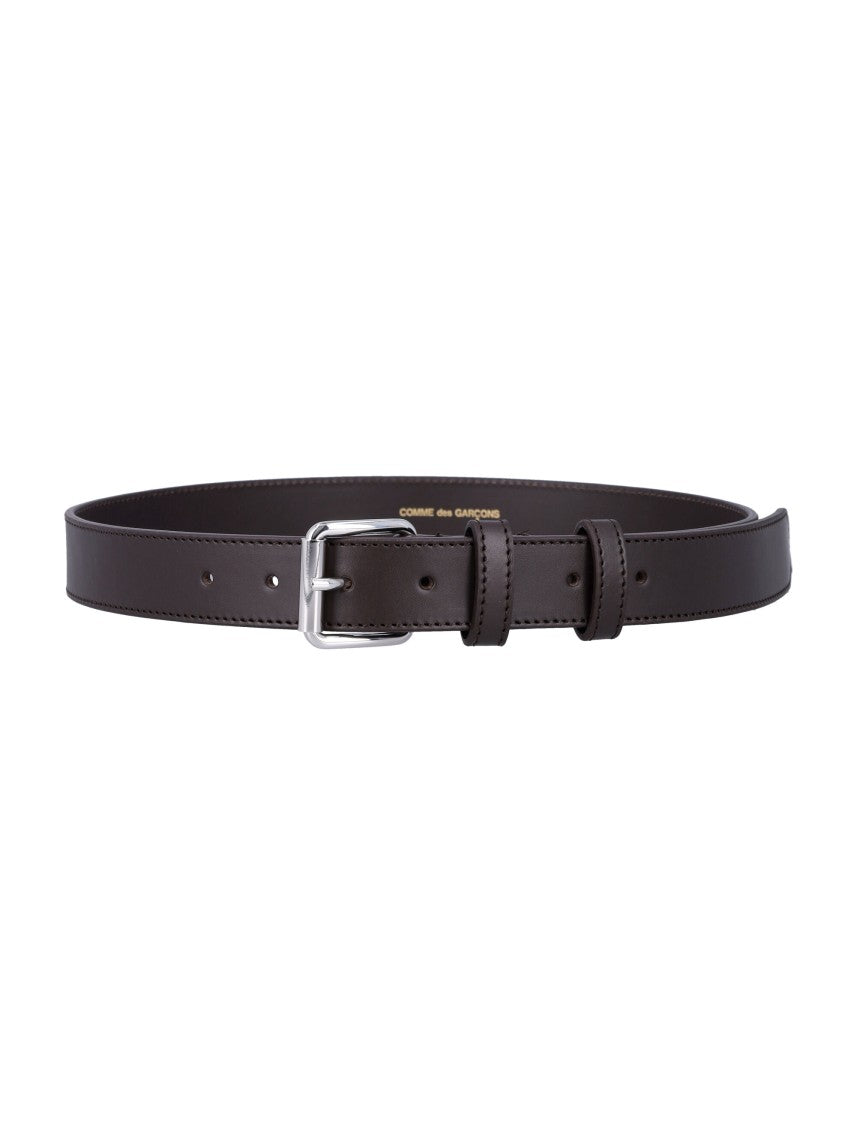 Comme Des Garçons Leather Buckle Belt With Dual Loops