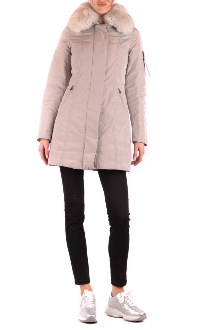 Peuterey Tailored Mid-Thigh Jacket With Plush Fur Collar