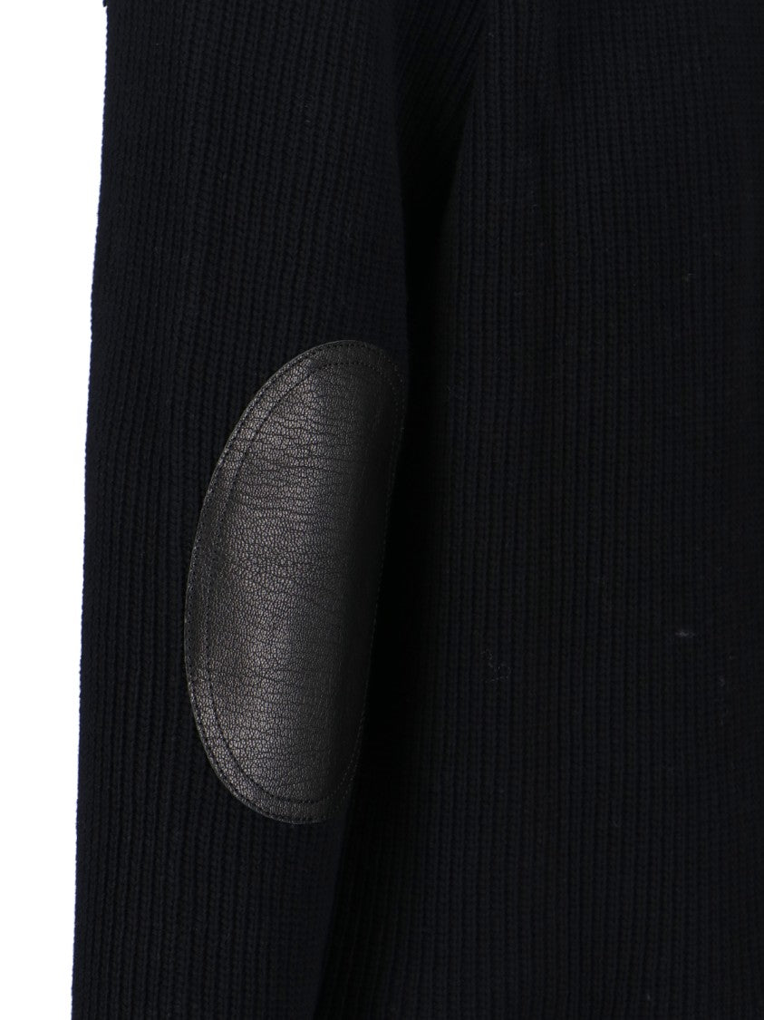 Junya Watanabe Cotton And Leather Cardigan, Black, Ribbed Construction