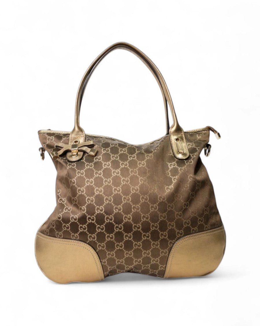 Gucci Shopper Lurex Gg Supreme Brown/Gold