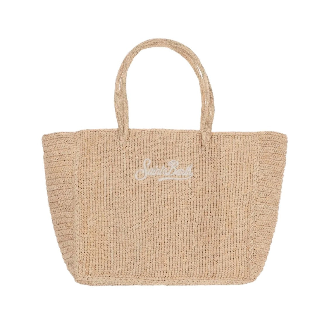 Mc2 Saint Barth Natural Woven Tote Bag With Embroidered Logo