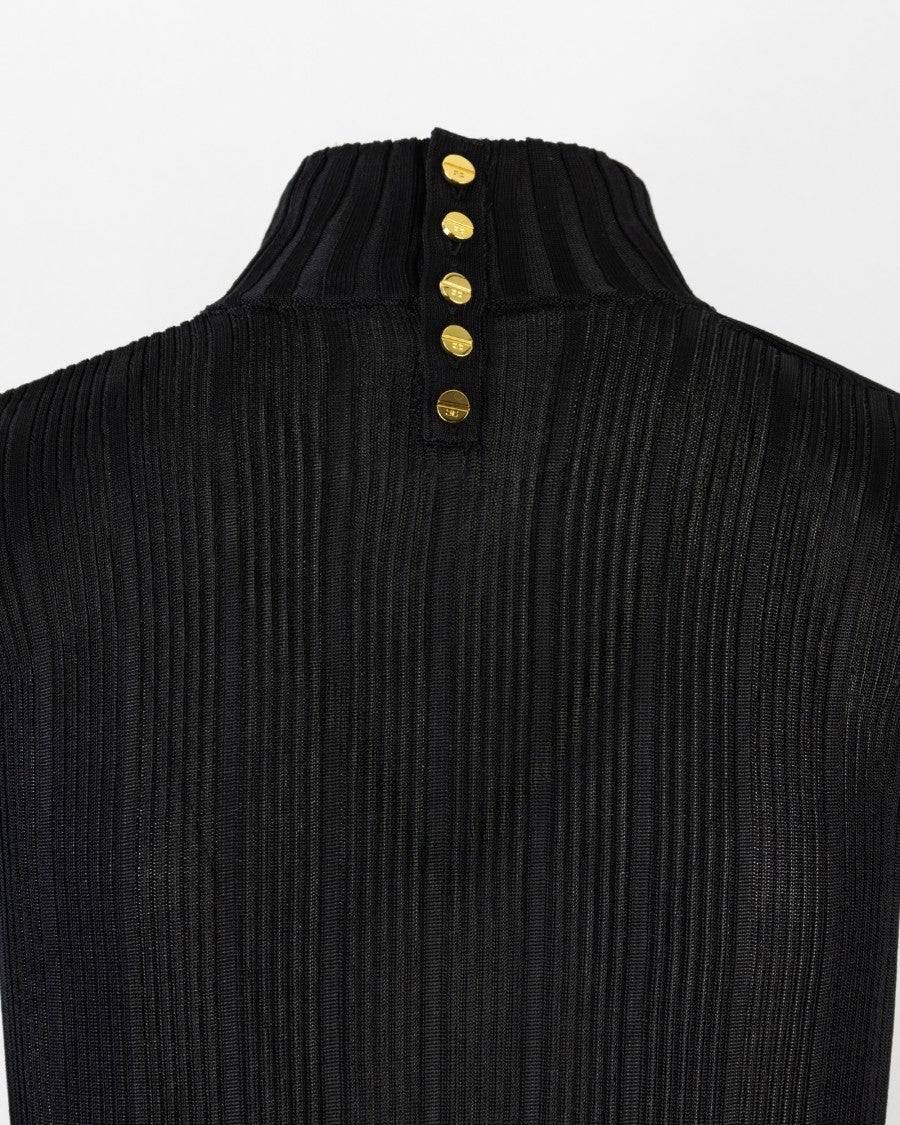 Elisabetta Franchi Black Viscose Yarn Sweater With Logo Details