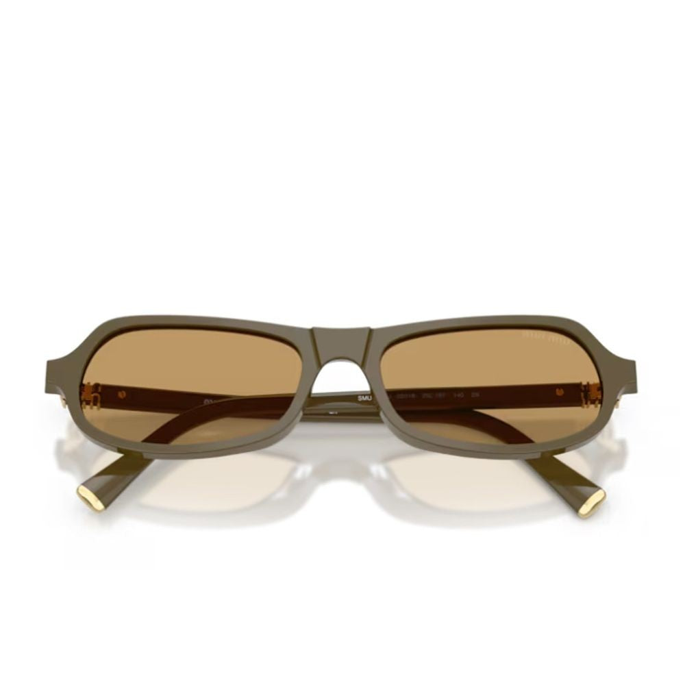 Miu Miu Sculpted Green Acetate Sunglasses With Retro Character