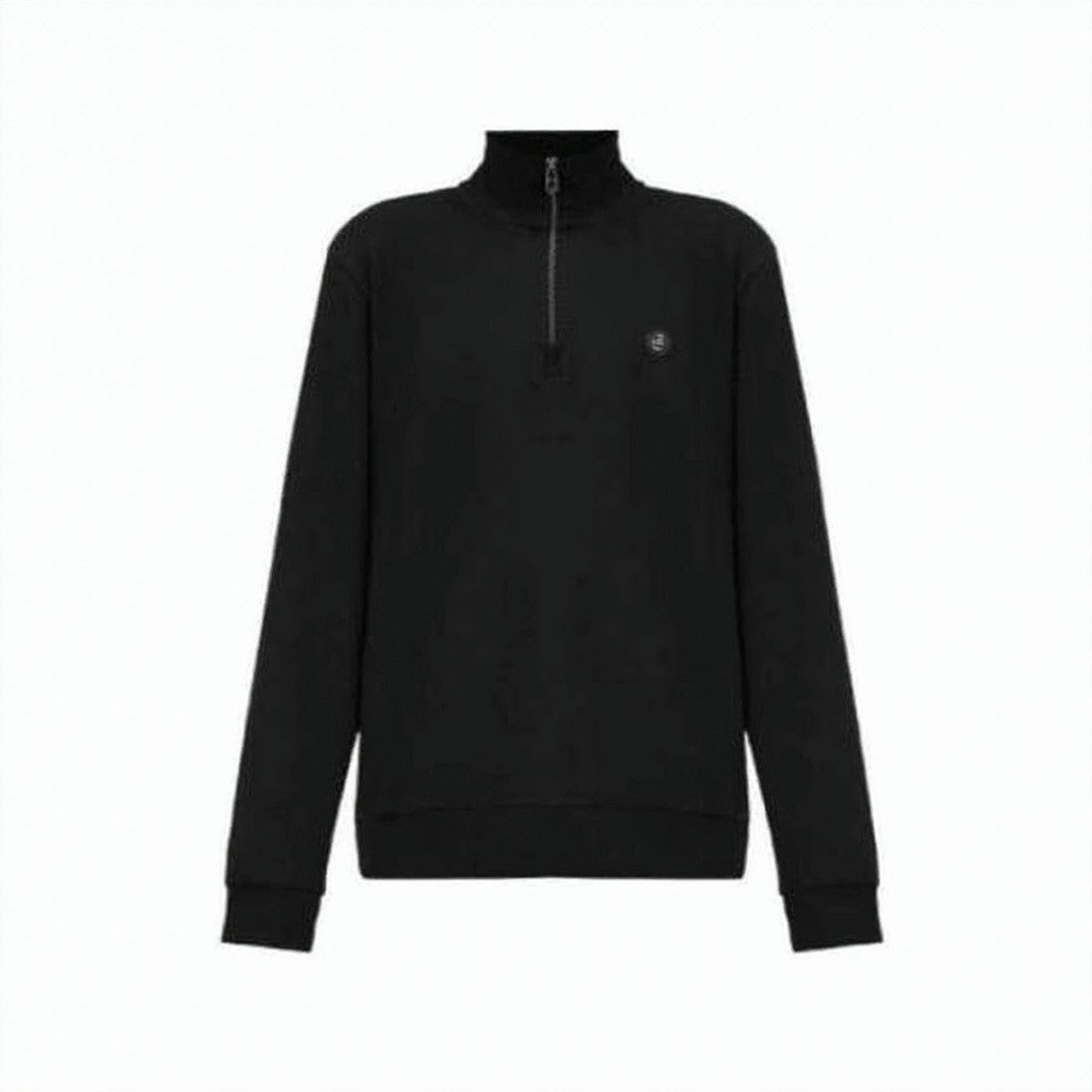 Hugo Boss High Collar Black Pullover With Quarter-Zip Closure