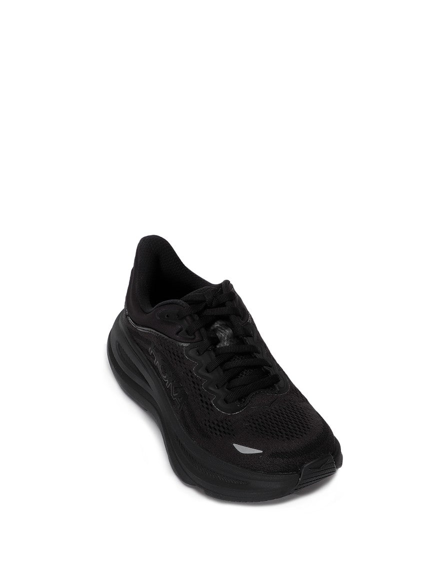 Hoka Streamlined Black Running Shoe With Textured Mesh Upper