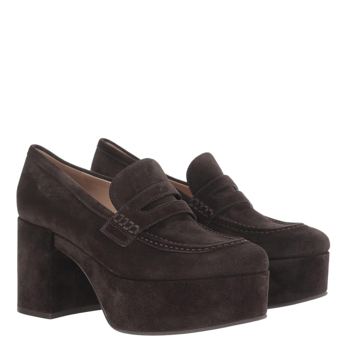 Gianvito Rossi Platform Suede Loafers With Chunky Heel