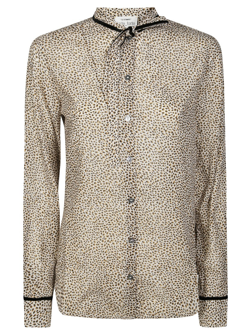 Forte Forte Voile Blouse With Leopard Print And Black Piping