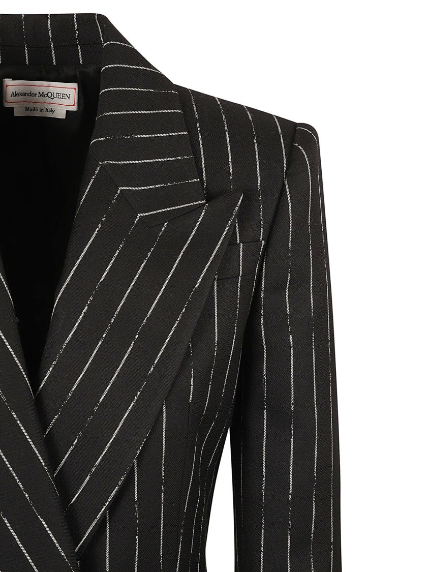 Alexander Mcqueen Pinstripe Tailored Jacket With Double-Breasted Front