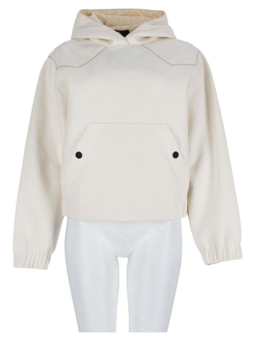 Moncler Grenoble White Quilted-Lined Buttoned Hooded Sweatshirt