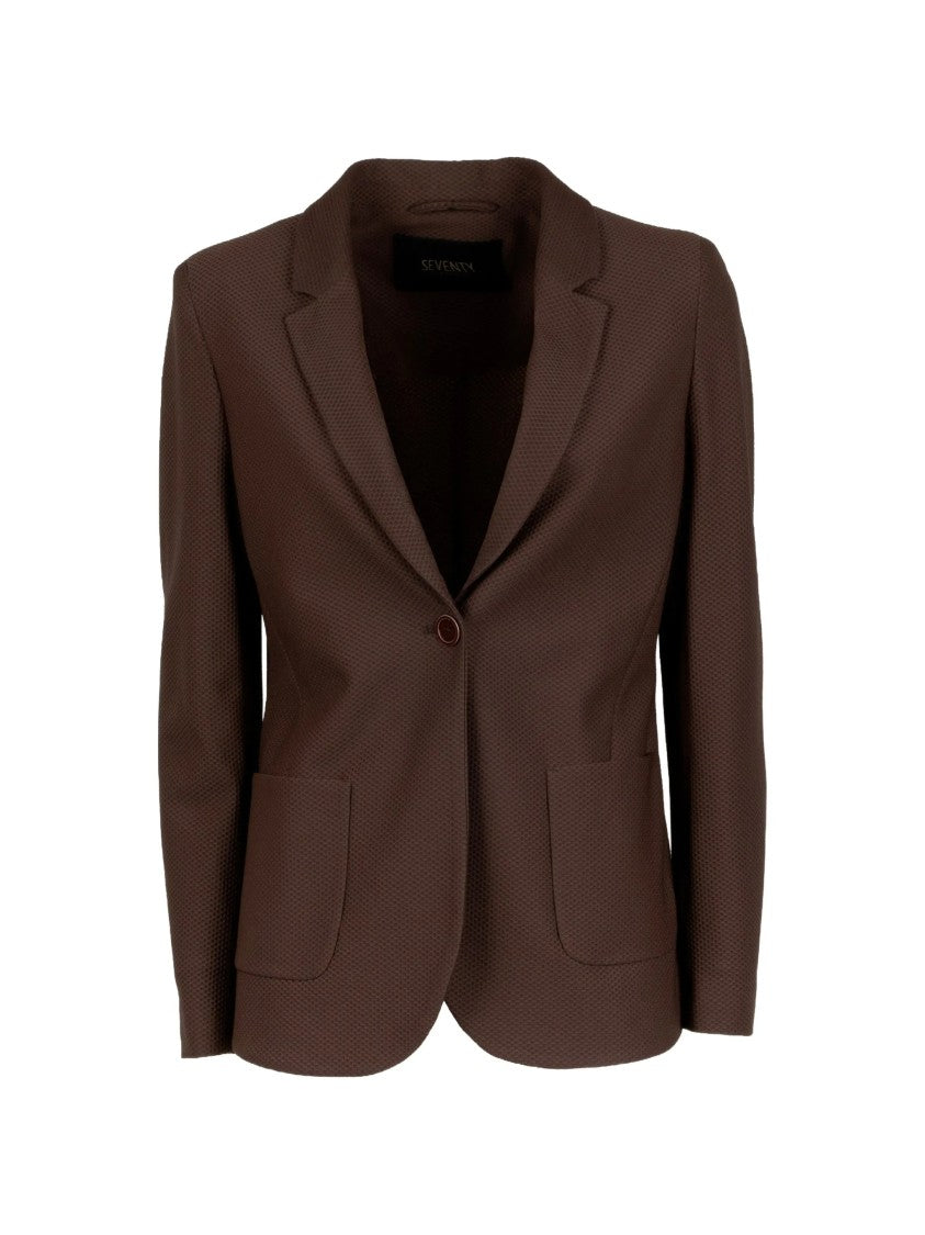 Seventy Venezia Brown Tailored Fitted Polyamide Blazer