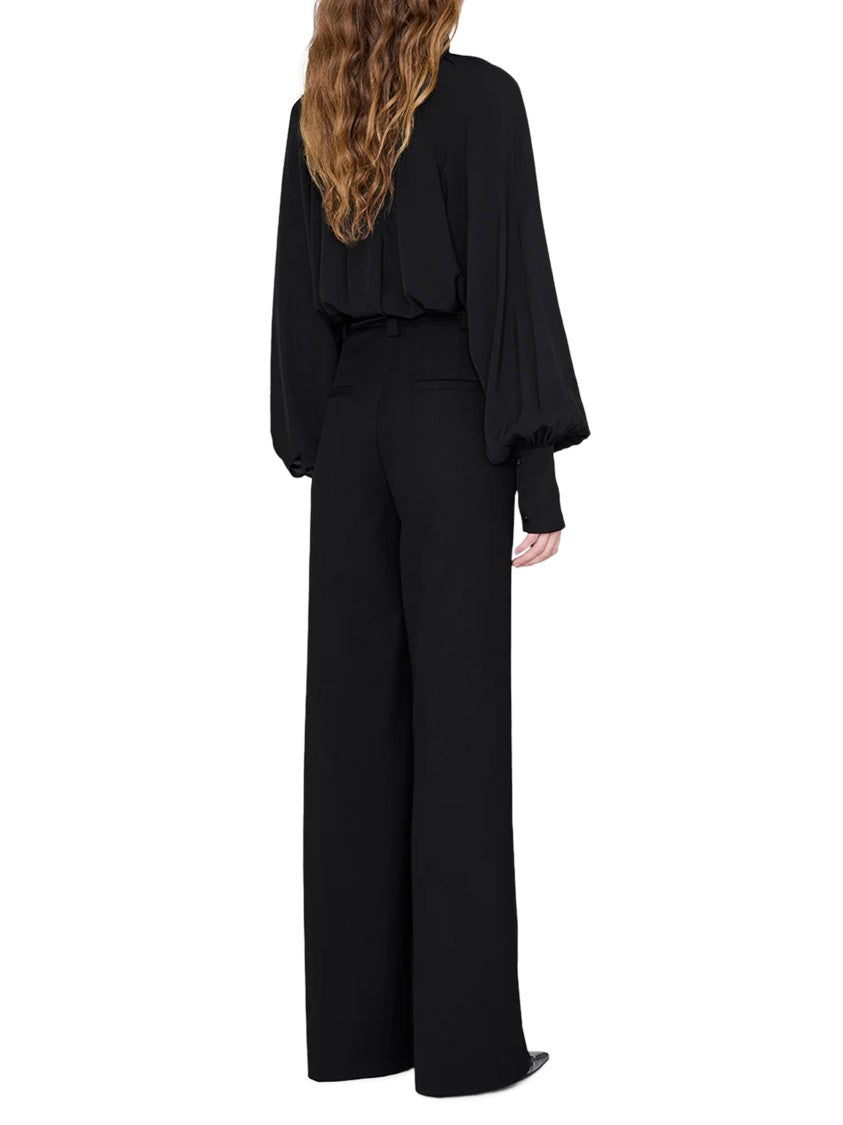Anine Bing Gathered Neckline Knit Sweater With Dramatic Sleeves