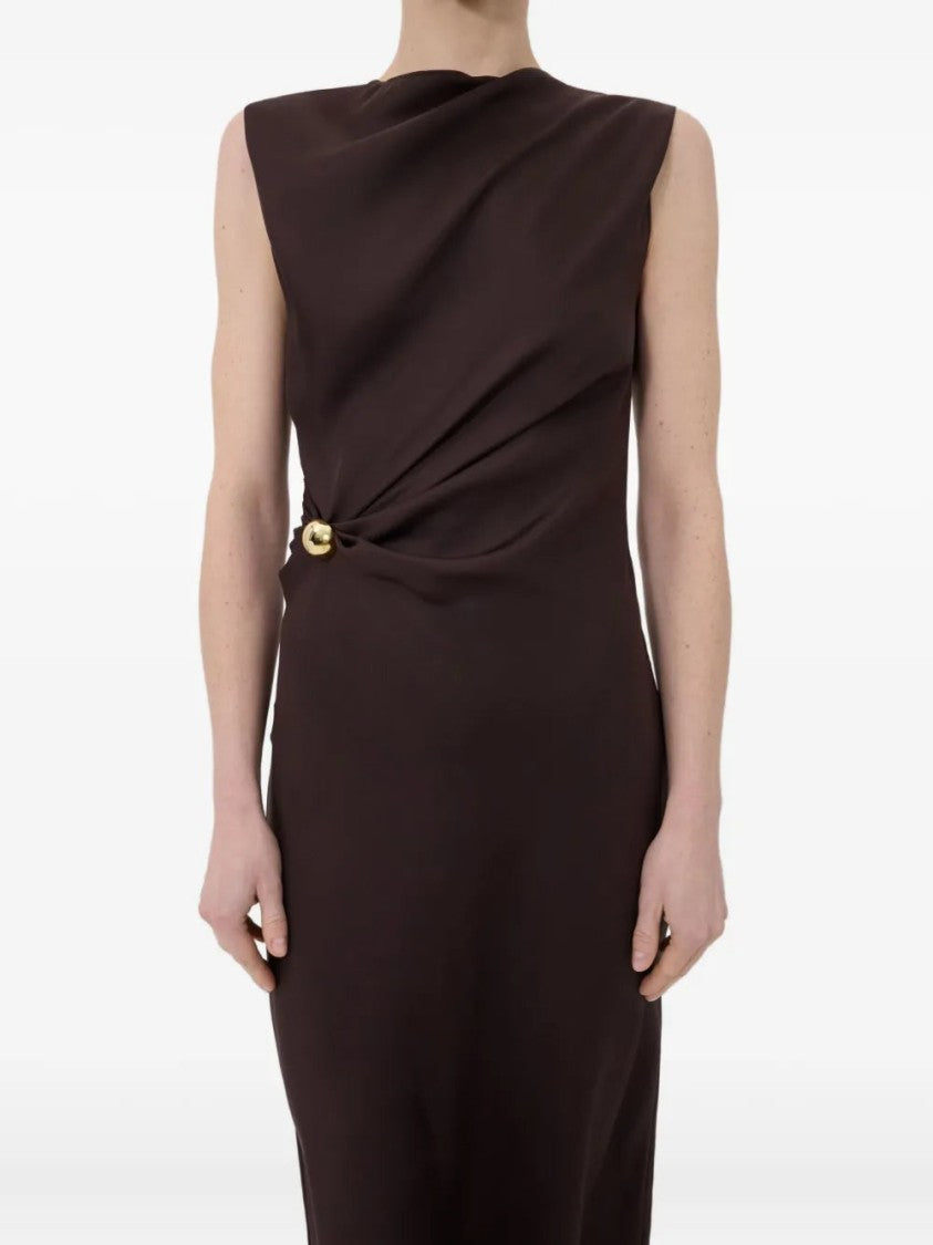 Loulou Studio Roan Draped Metal-Ornament Midi Dress