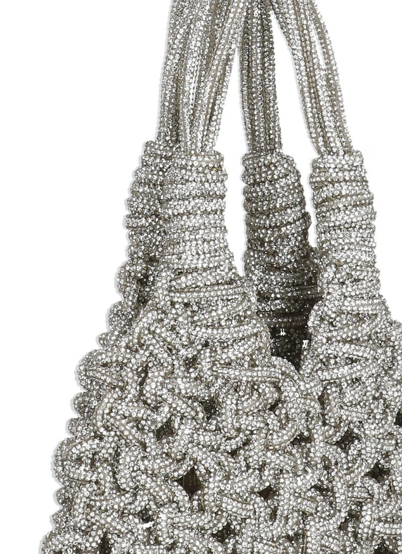 Hibourama Mini Bag With Woven Crystal Design And Tag Logo