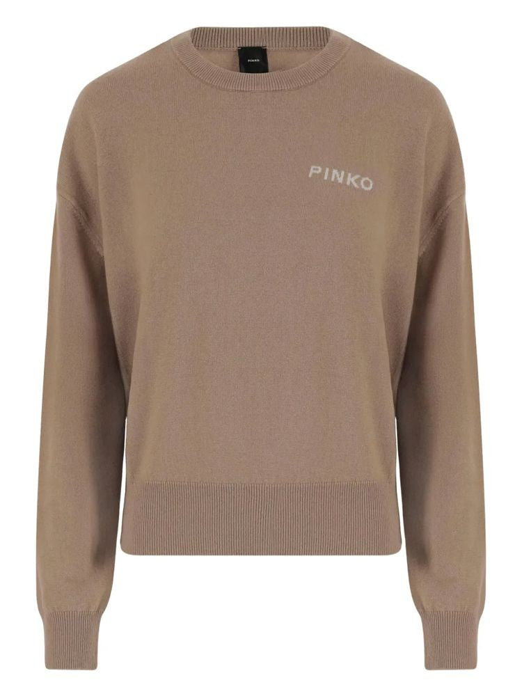 Pinko Multicolour Knit Sweater With Bird Graphic And Logo Detail