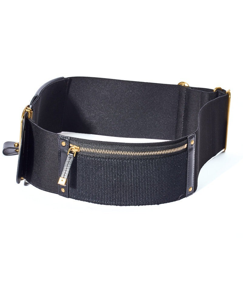 Dior Black Elastic Saddle Belt