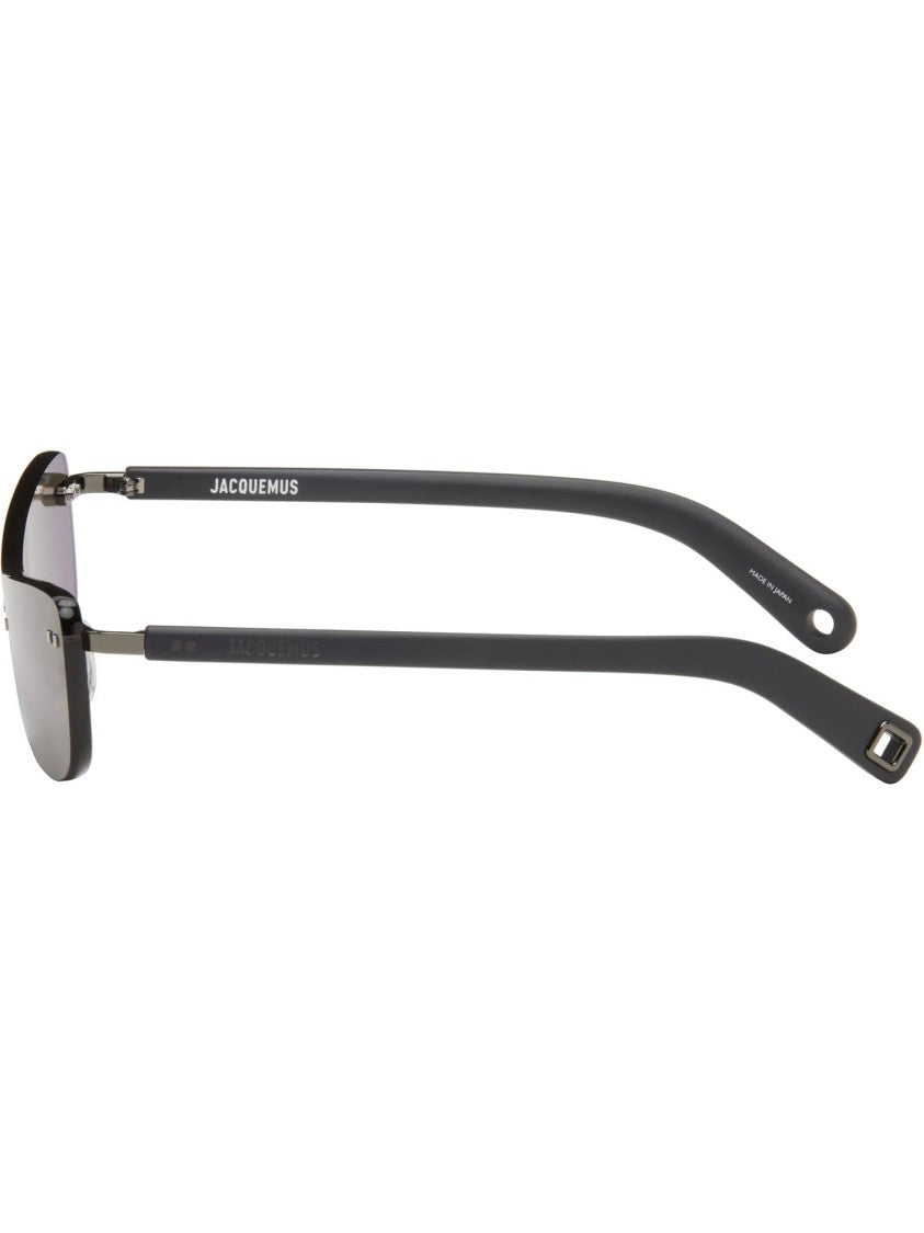 Jacquemus Jacquemus Mirada Grey Acetate Sunglasses With Elongated Lenses
